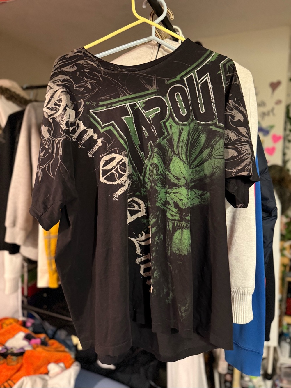 Tapout Black Tee with Neon Green Monster Graphic